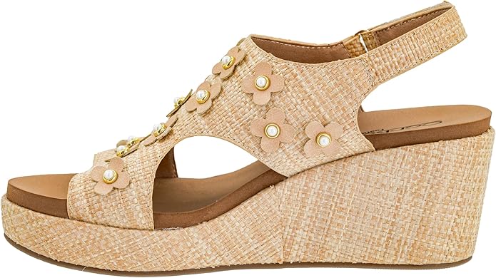 Corky Raffia Flower Carley Wedge - Image 3